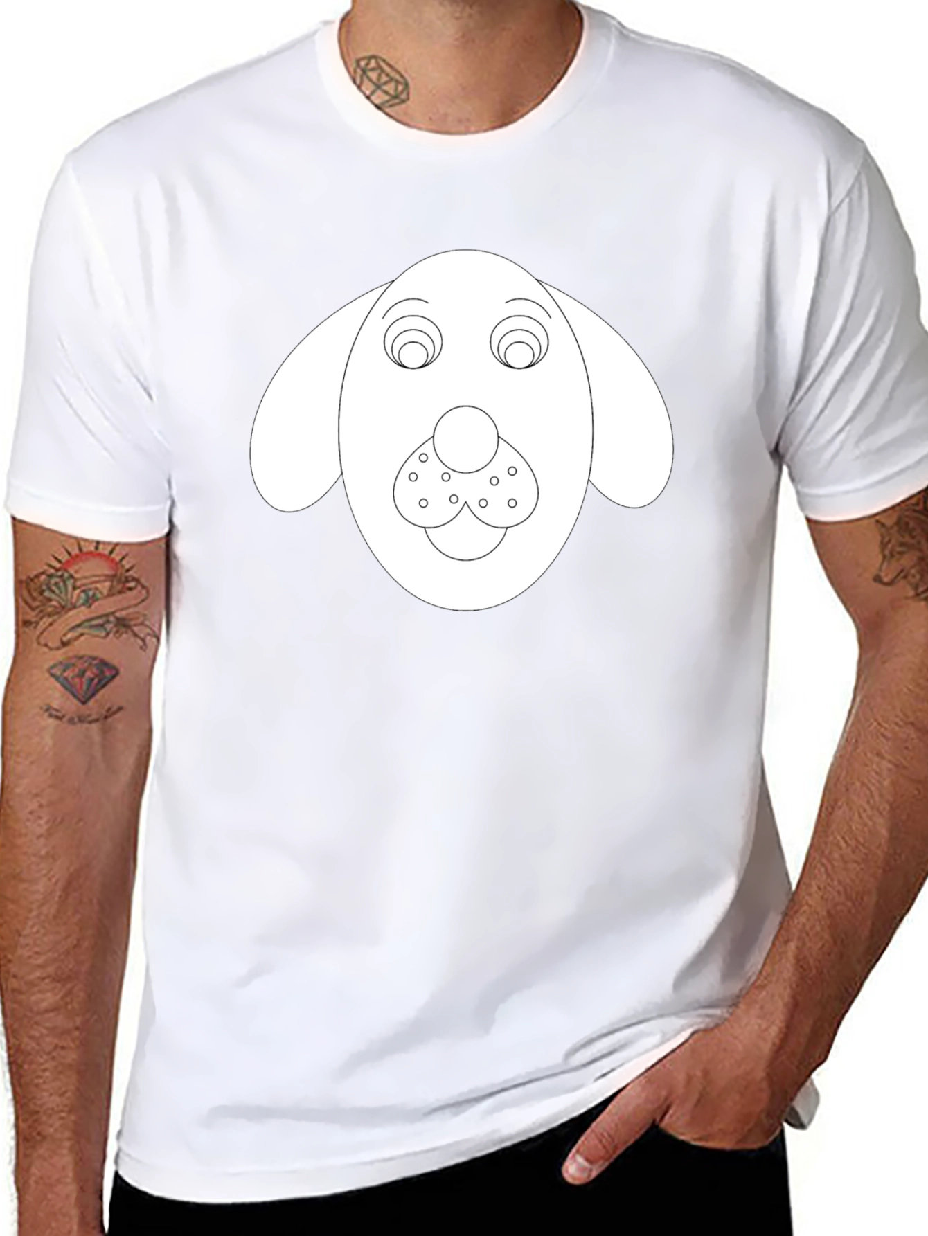 Dog Face Graphic Tee - Black Cotton Blend