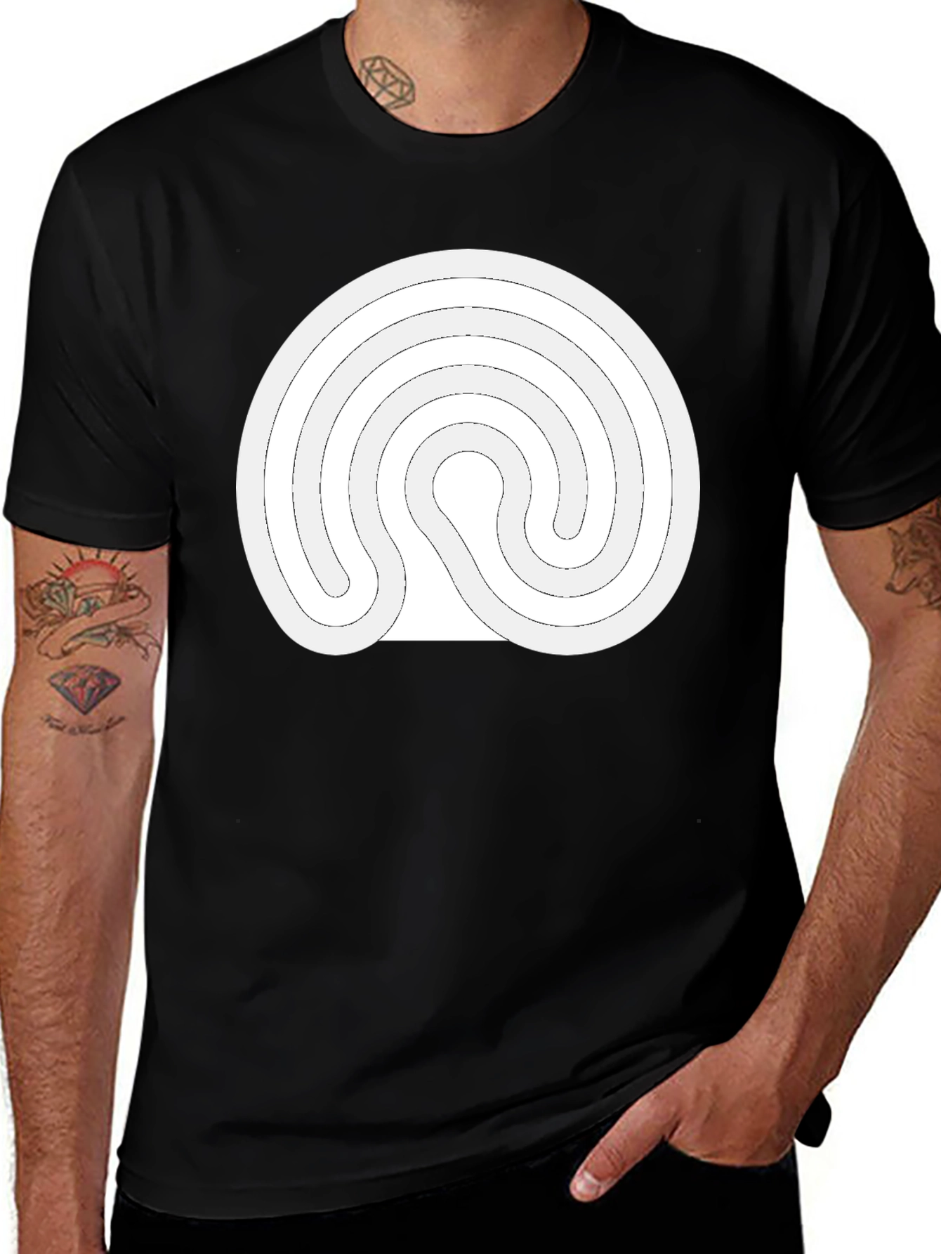Labyrinth Design Black T-Shirt