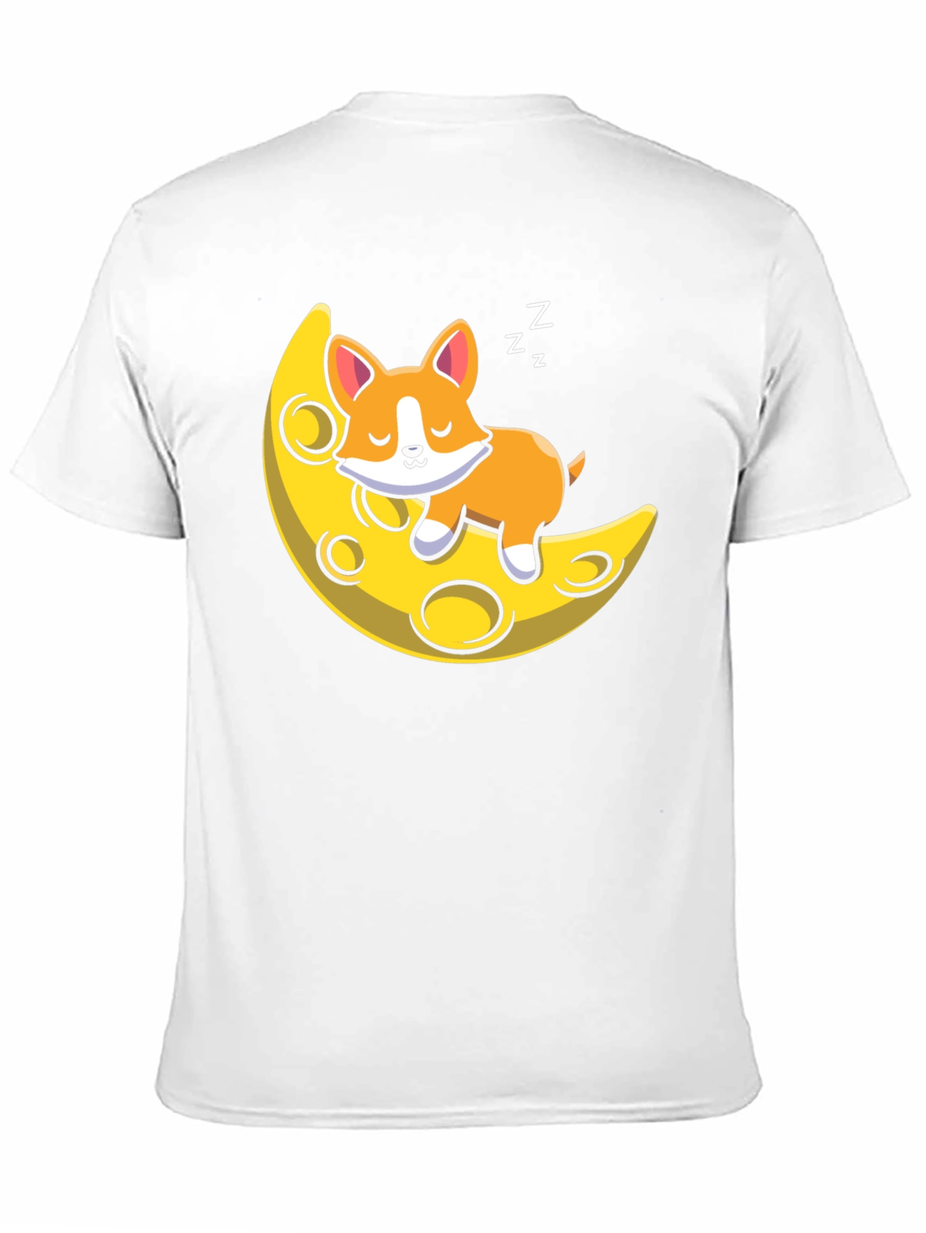 Cute Sleeping Dog on Moon Black T-shirt