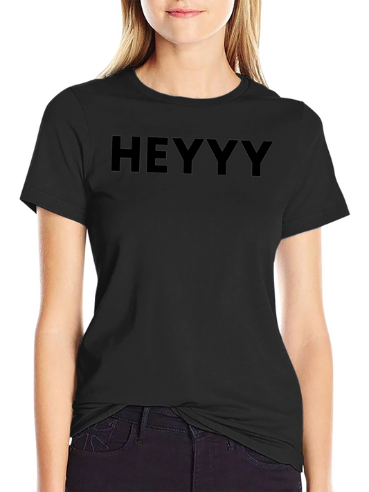 Heyyy Graphic Tee - Solid Black Casual T-Shirt
