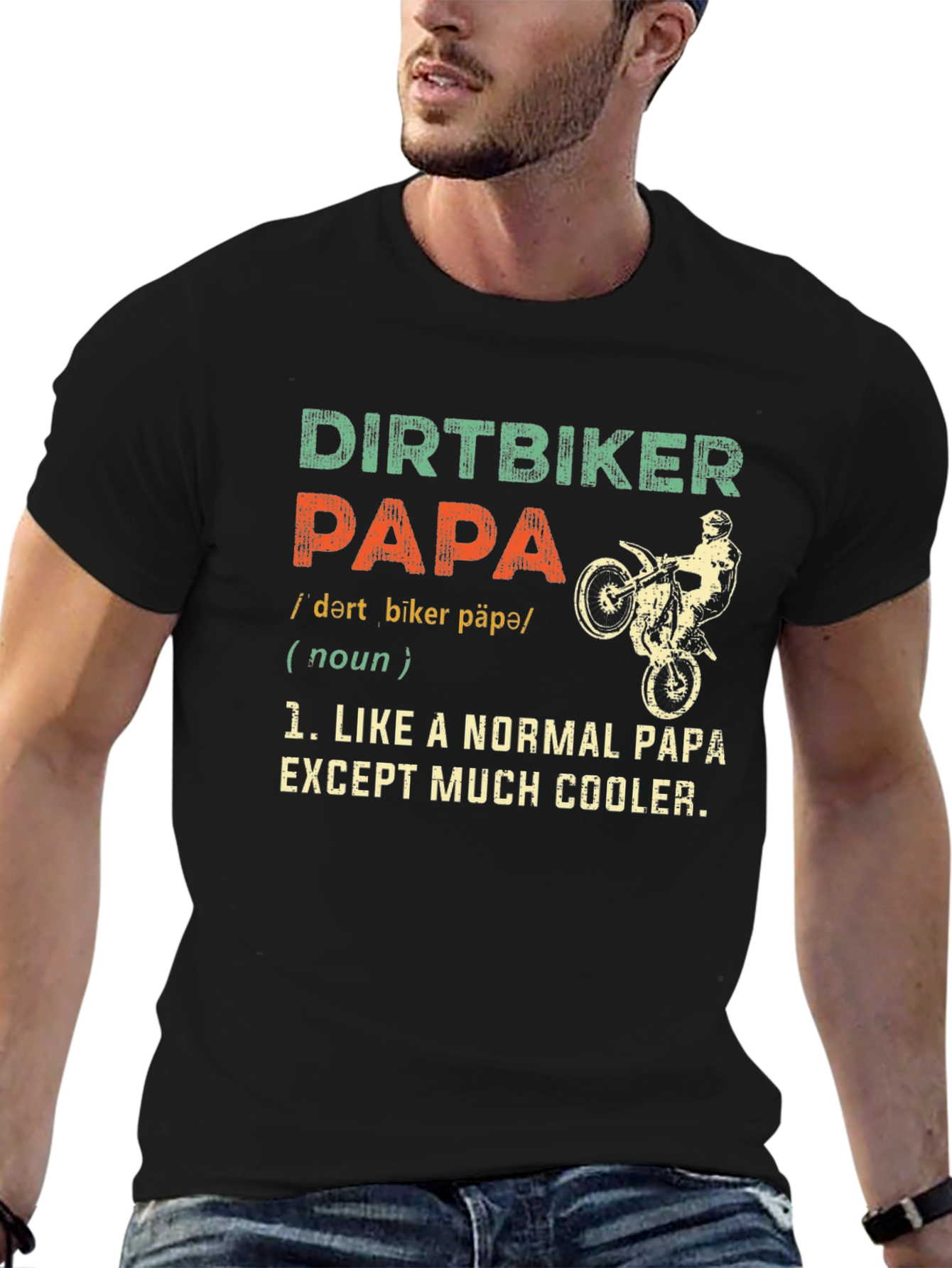 Dirtbiker Papa T-Shirt - Cool Dad Tee