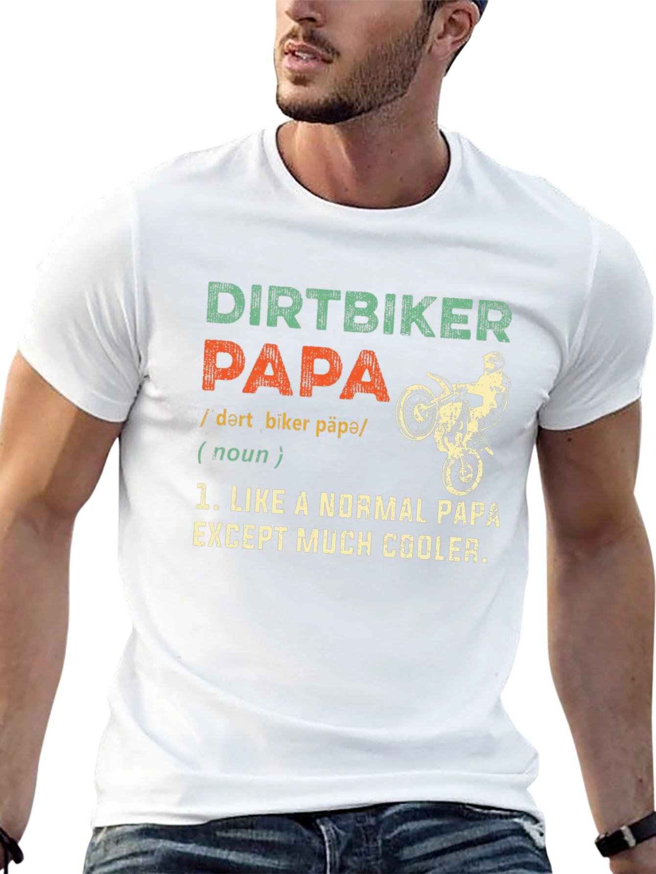 Dirtbiker Papa T-Shirt - Cool Dad Tee
