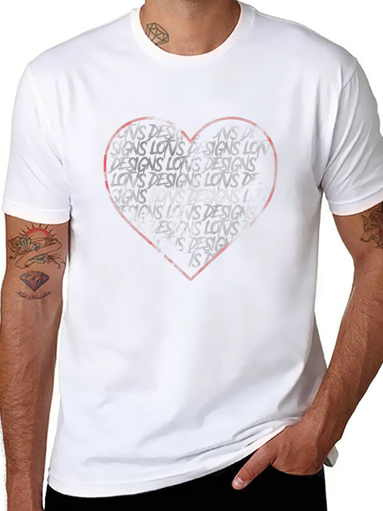 Heart Designs Graphic Tee - Black