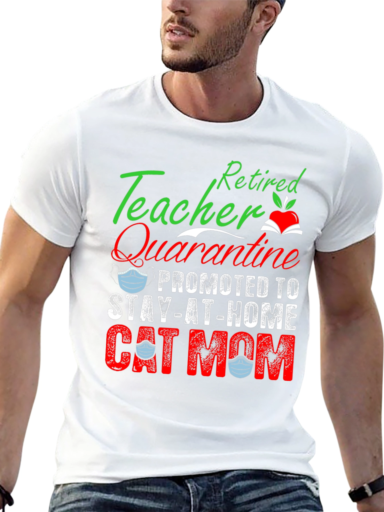 Retired Teacher Quarantine Cat Mom T-Shirt