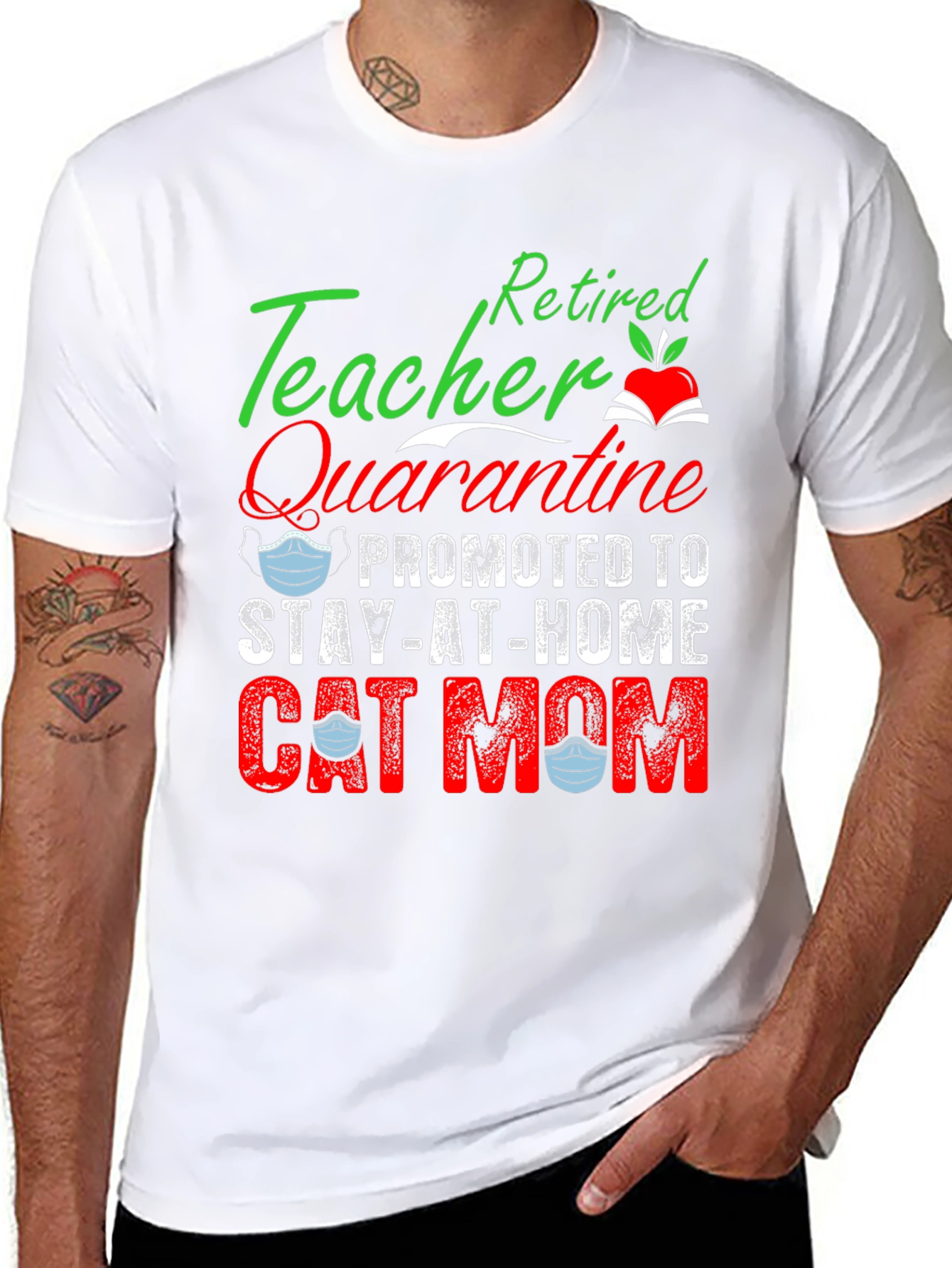 Retired Teacher Quarantine Cat Mom T-Shirt