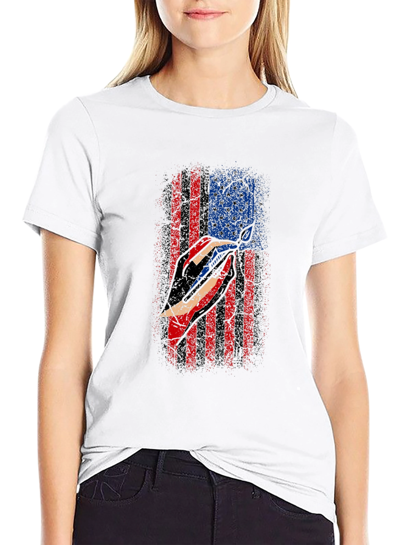 American Flag Marlin Black T-Shirt