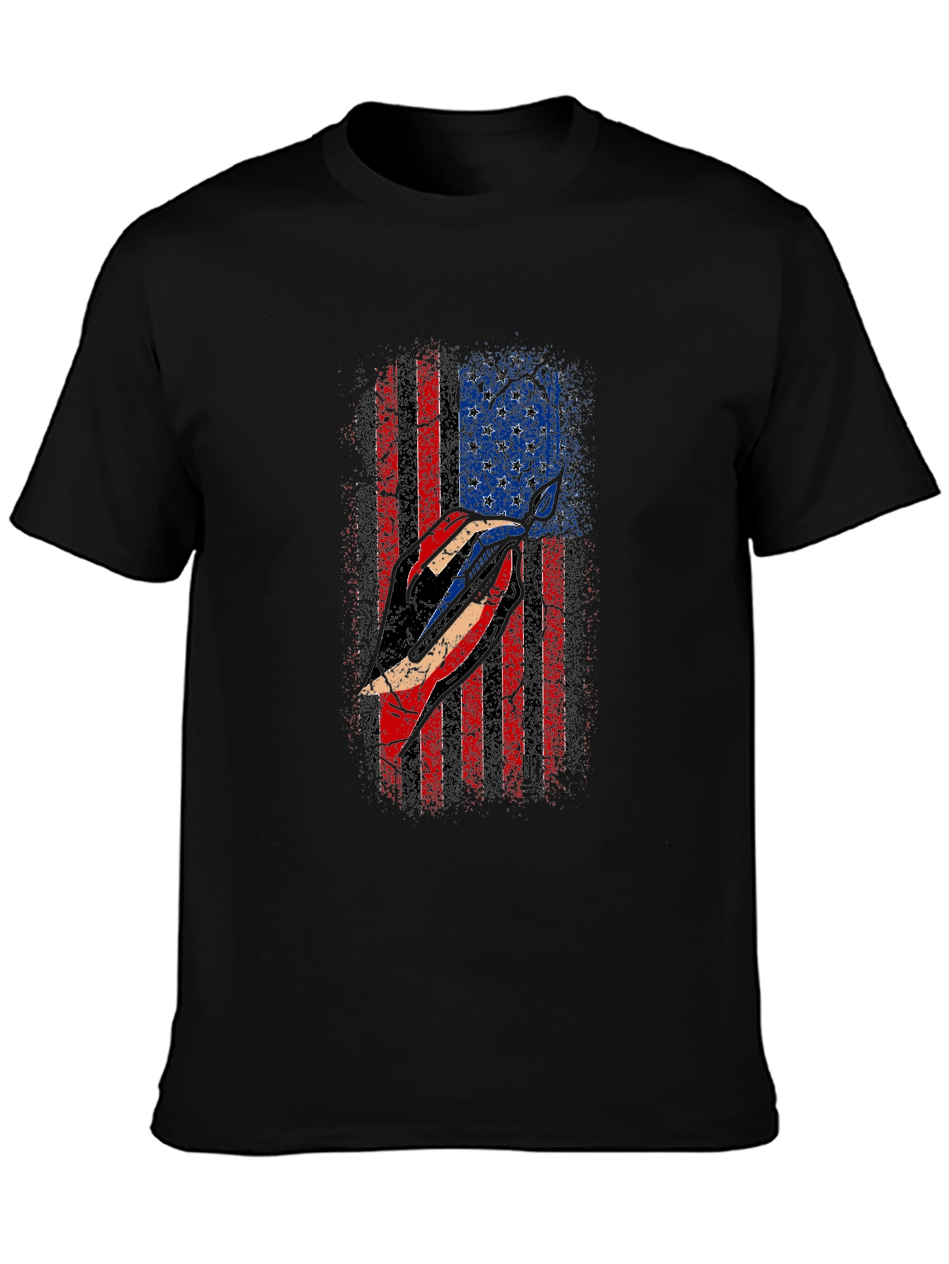 American Flag Marlin Black T-Shirt