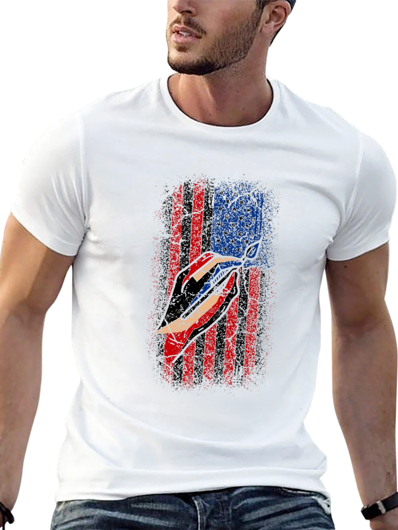 American Flag Marlin Black T-Shirt