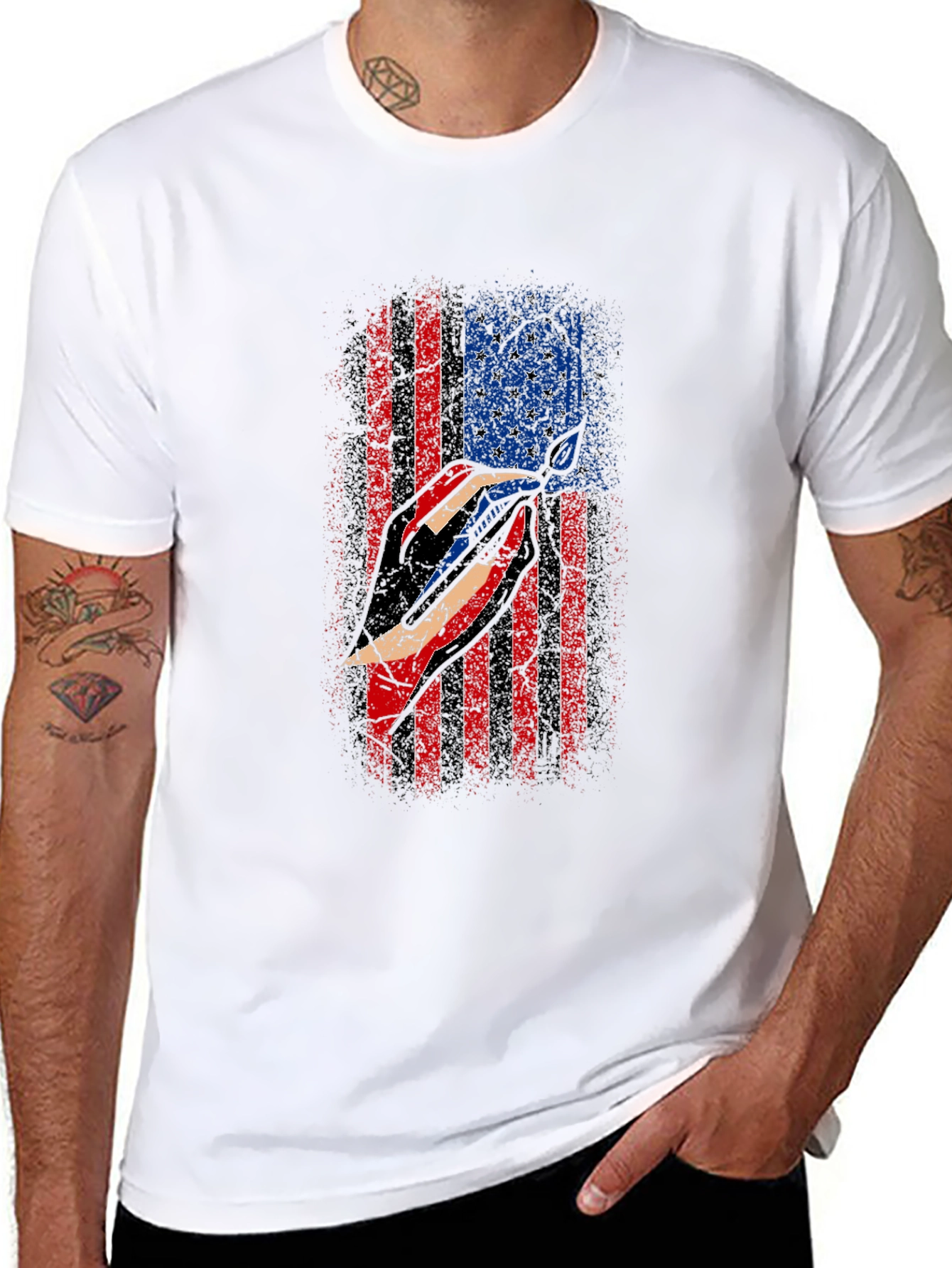 American Flag Marlin Black T-Shirt