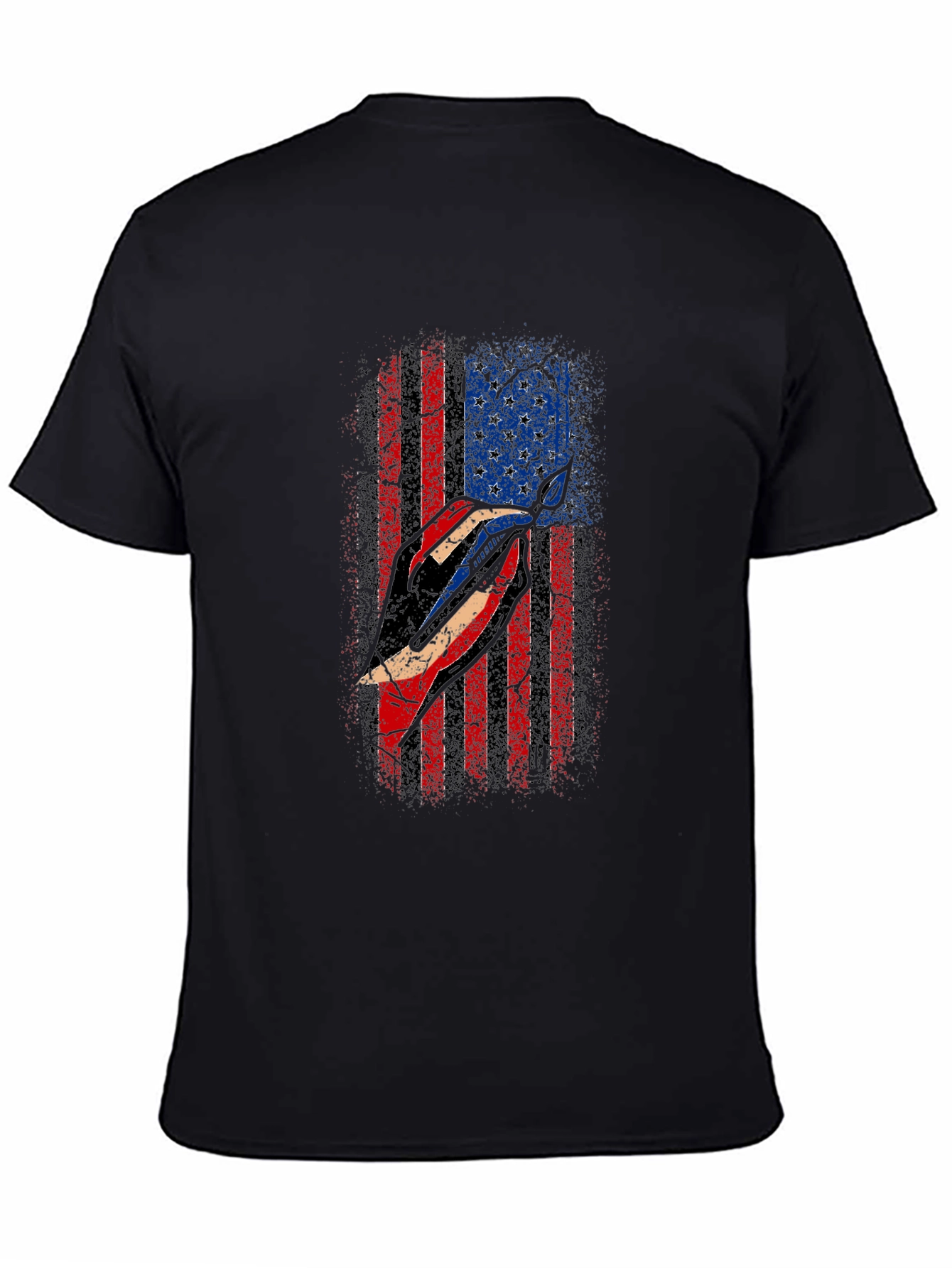 American Flag Marlin Black T-Shirt