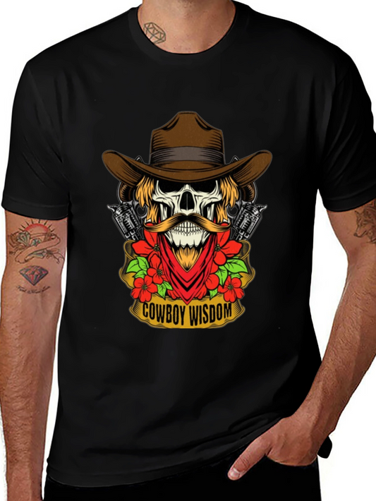 Cowboy Wisdom Graphic Tee - Skull & Guns Design