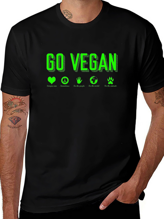 Go Vegan T-Shirt - Compassion Peace People World Animals