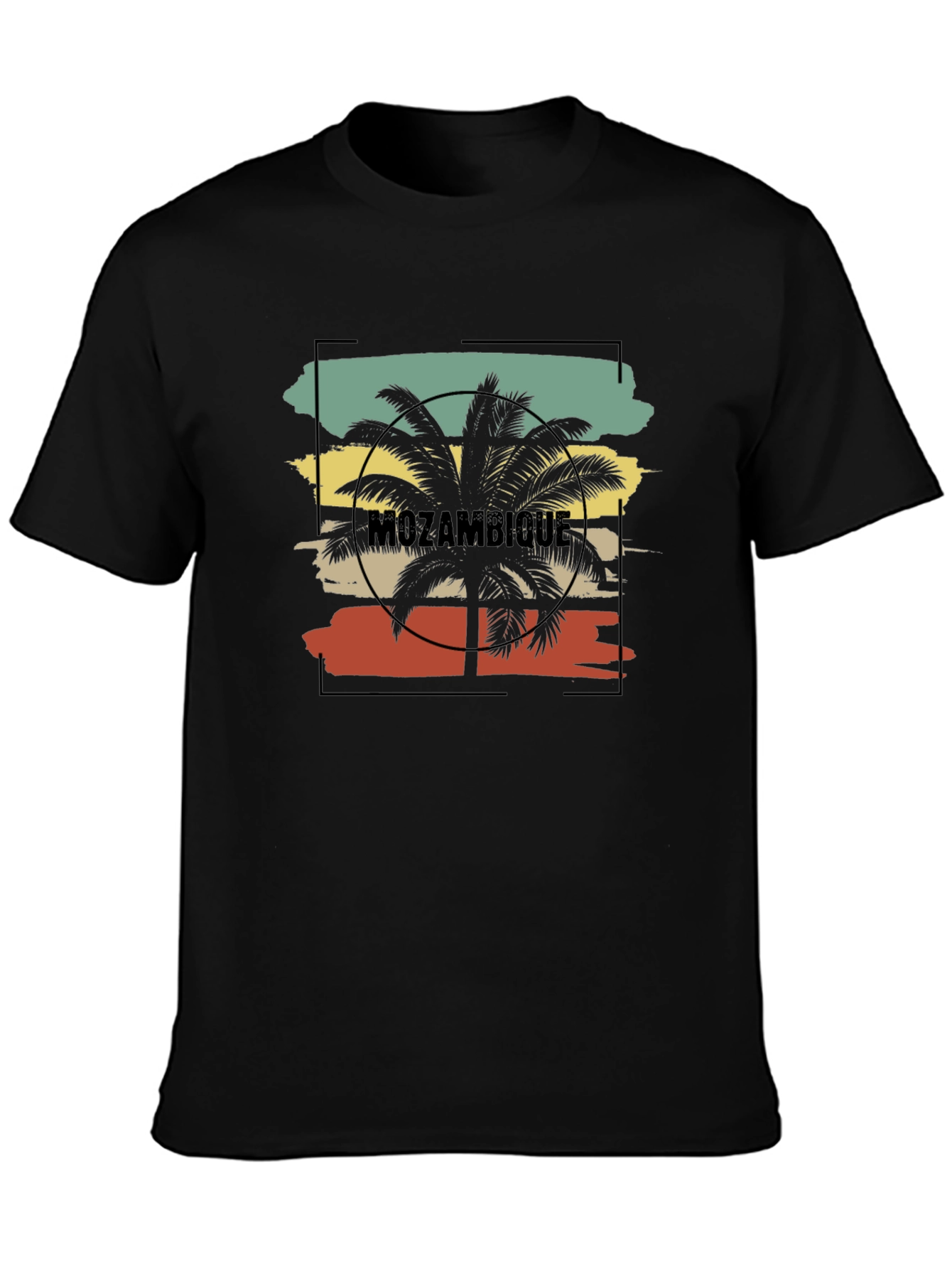 Mozambique Palm Tree Graphic Black T-Shirt
