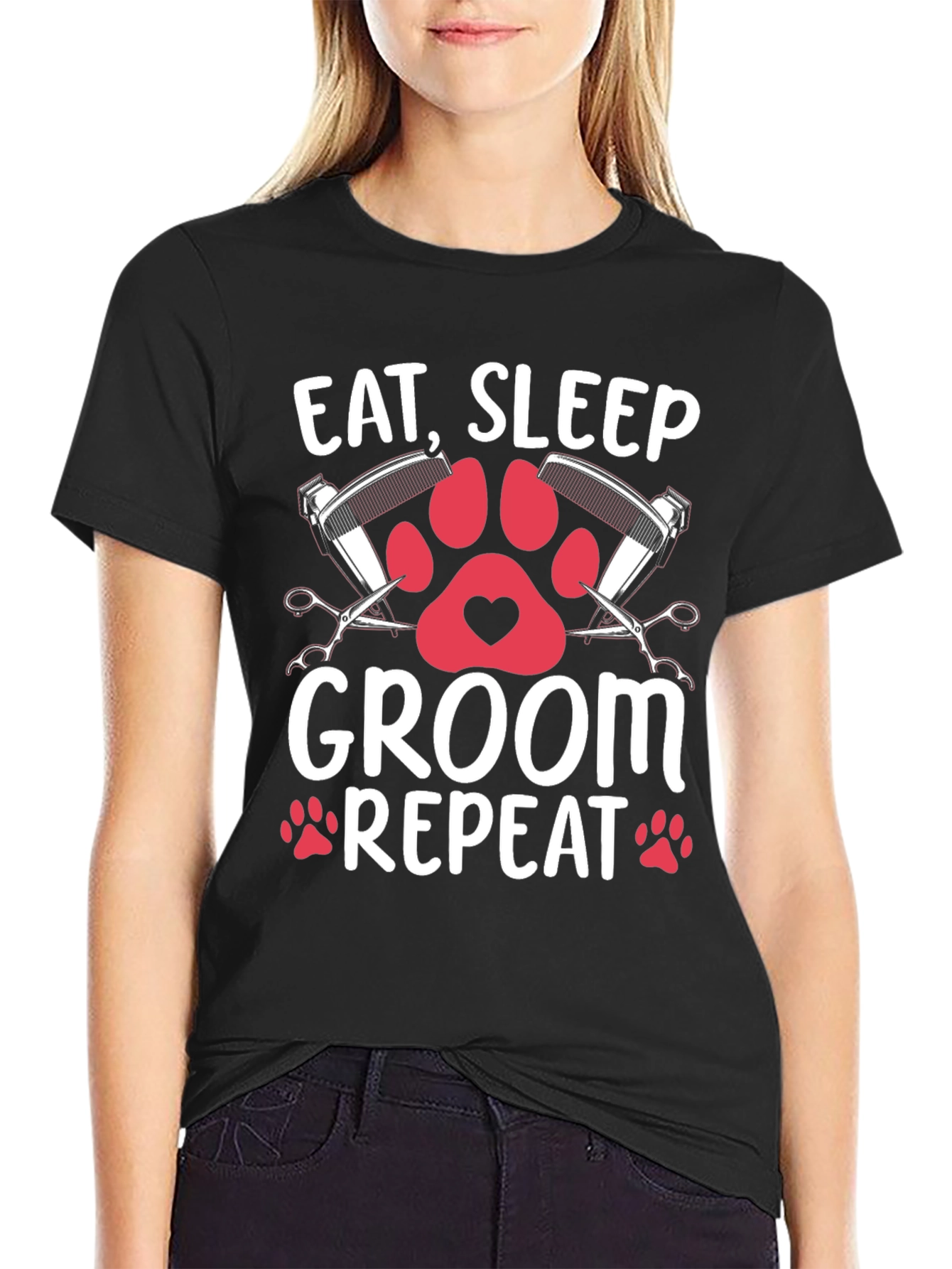 Eat Sleep Groom Repeat T-Shirt - Pet Grooming Tee