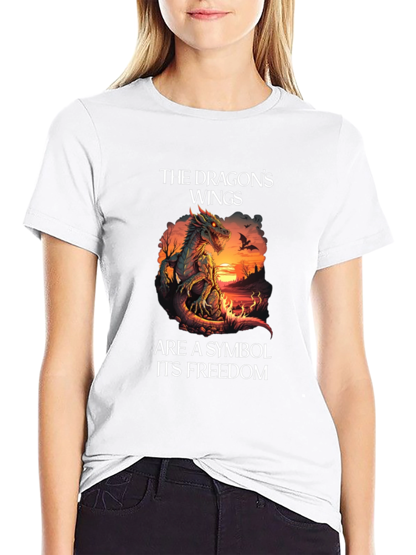 Dragons Wings Symbol Graphic Tee - Black