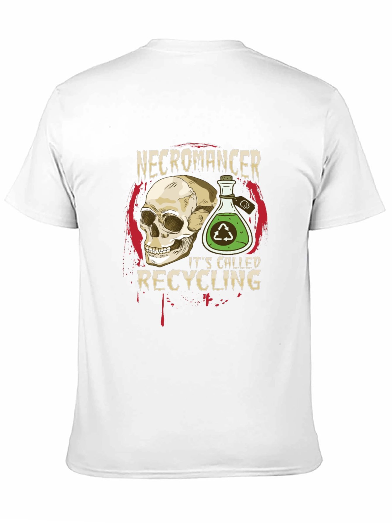 Necromancer Recycling T-Shirt - Skull & Potion Design