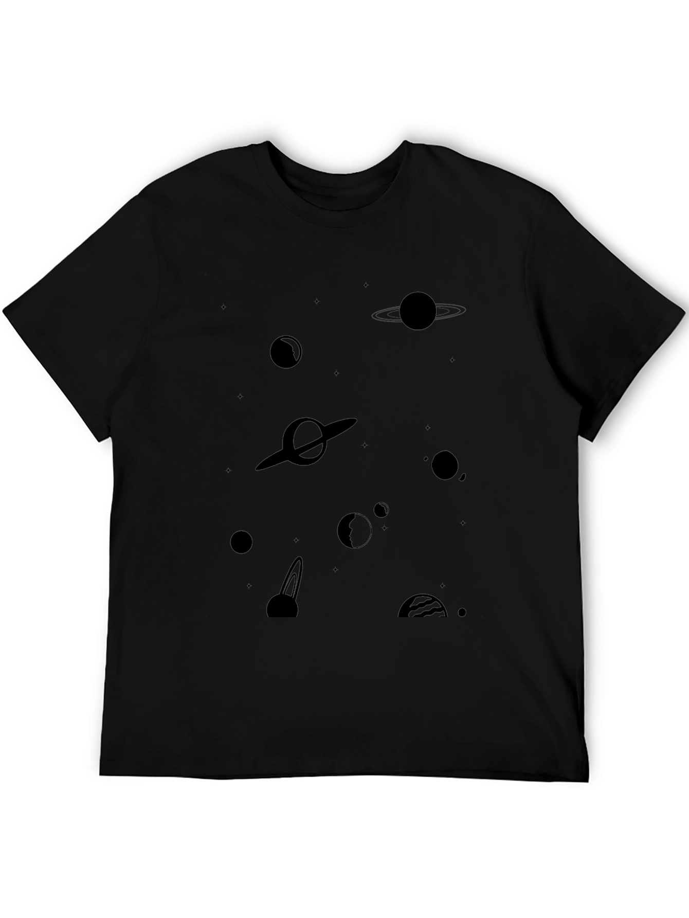 Space Planets Graphic Black T-Shirt