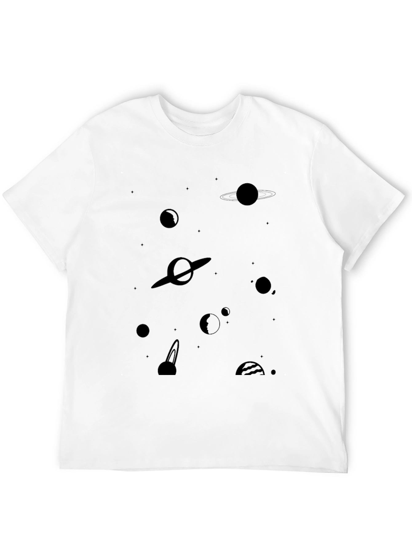 Space Planets Graphic Black T-Shirt
