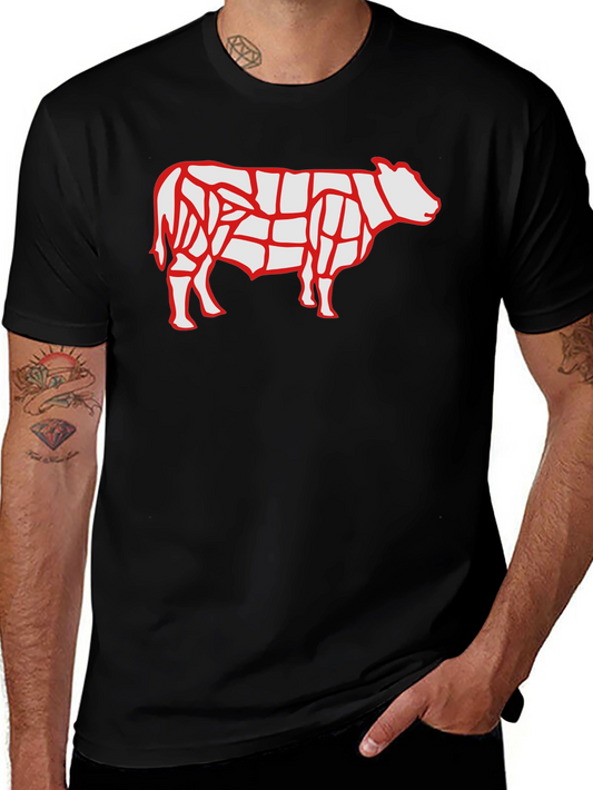 Butcher Chart Cow Graphic Tee - Black Cotton T-Shirt