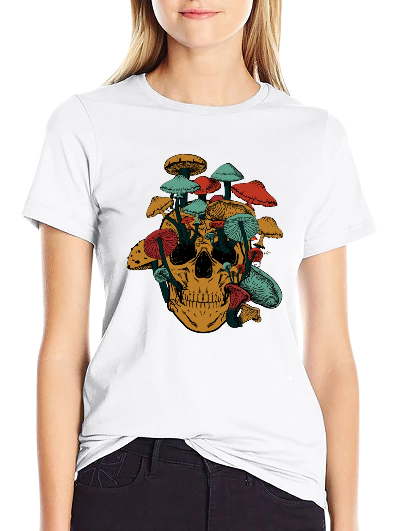 Mushroom Skull Graphic T-Shirt - Unique Design