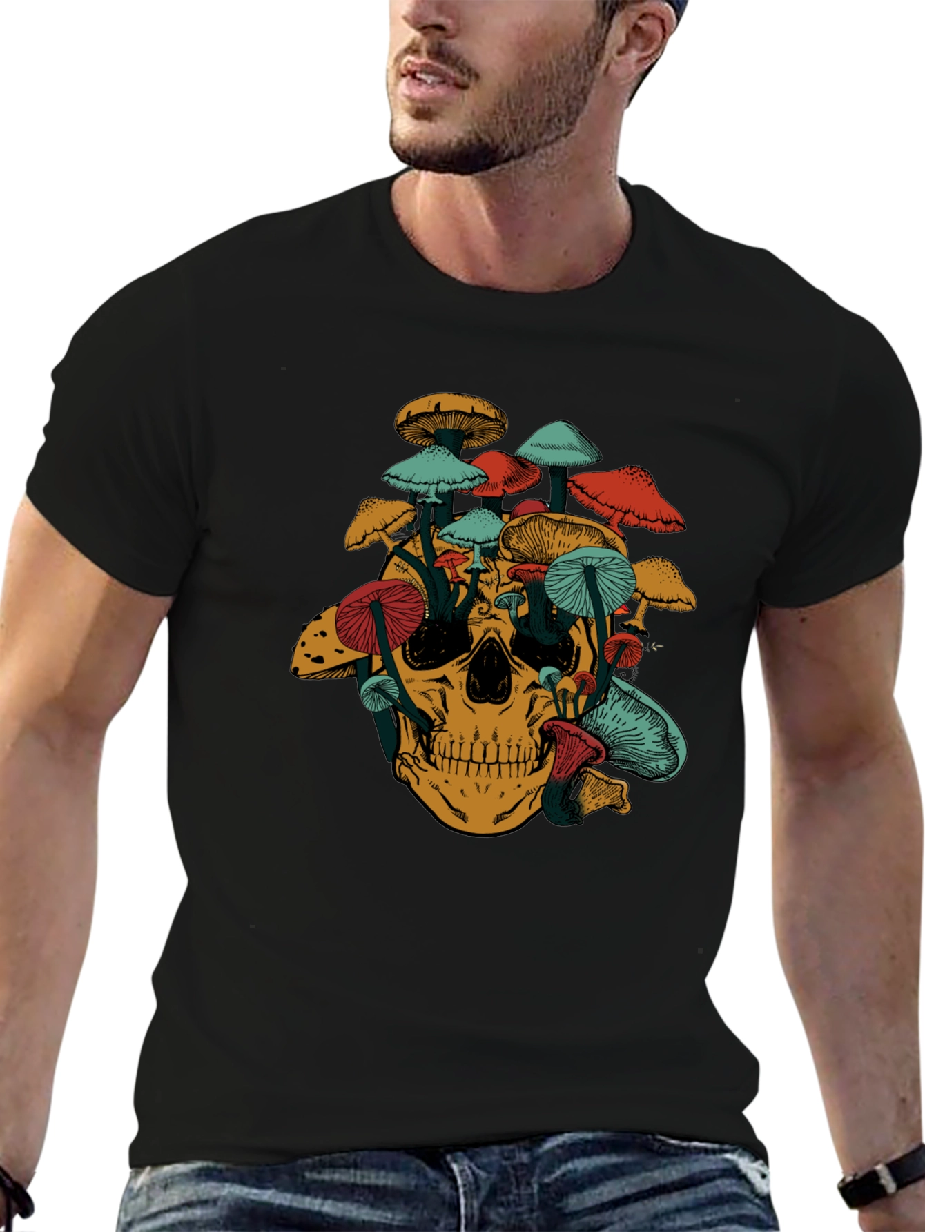 Mushroom Skull Graphic T-Shirt - Unique Design