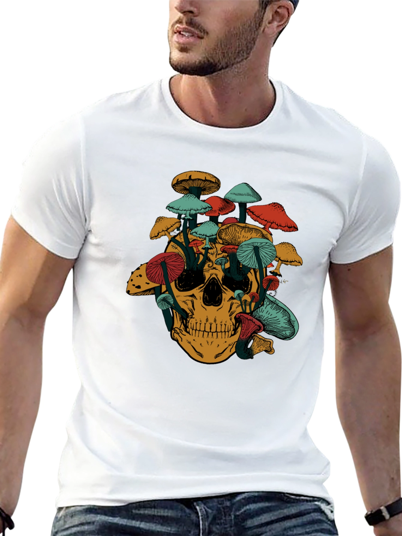 Mushroom Skull Graphic T-Shirt - Unique Design
