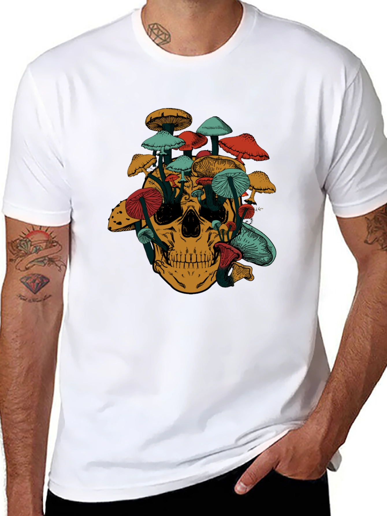 Mushroom Skull Graphic T-Shirt - Unique Design
