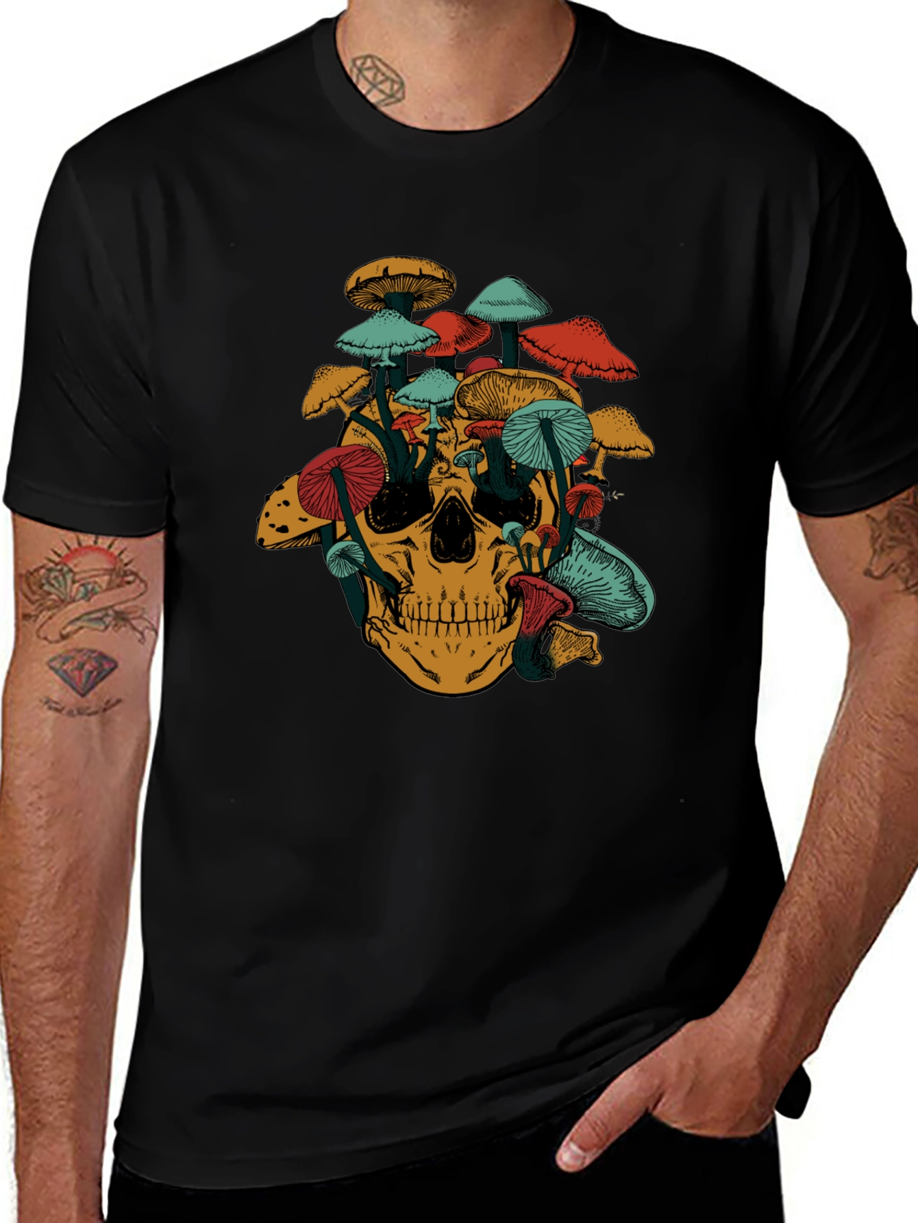 Mushroom Skull Graphic T-Shirt - Unique Design