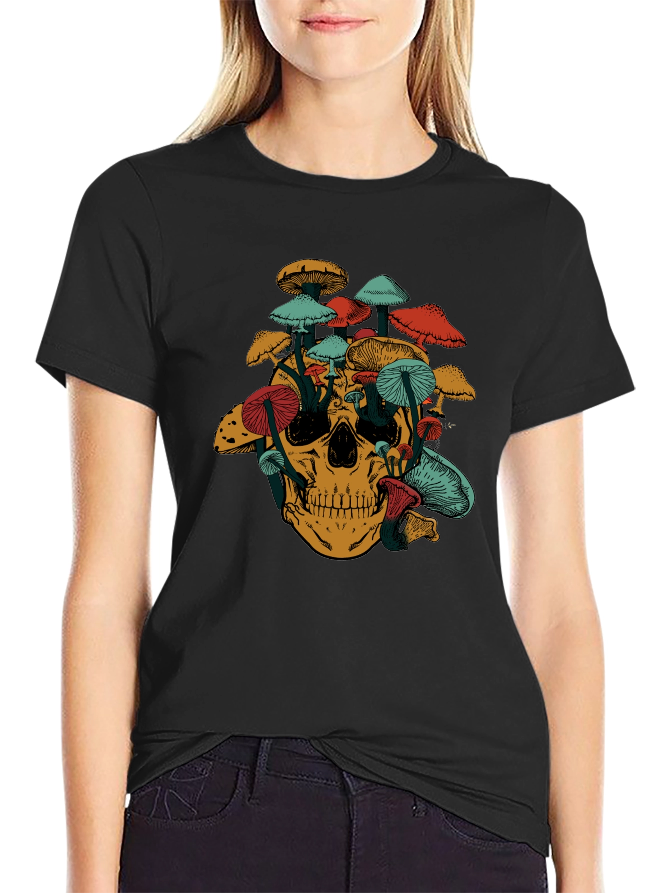 Mushroom Skull Graphic T-Shirt - Unique Design