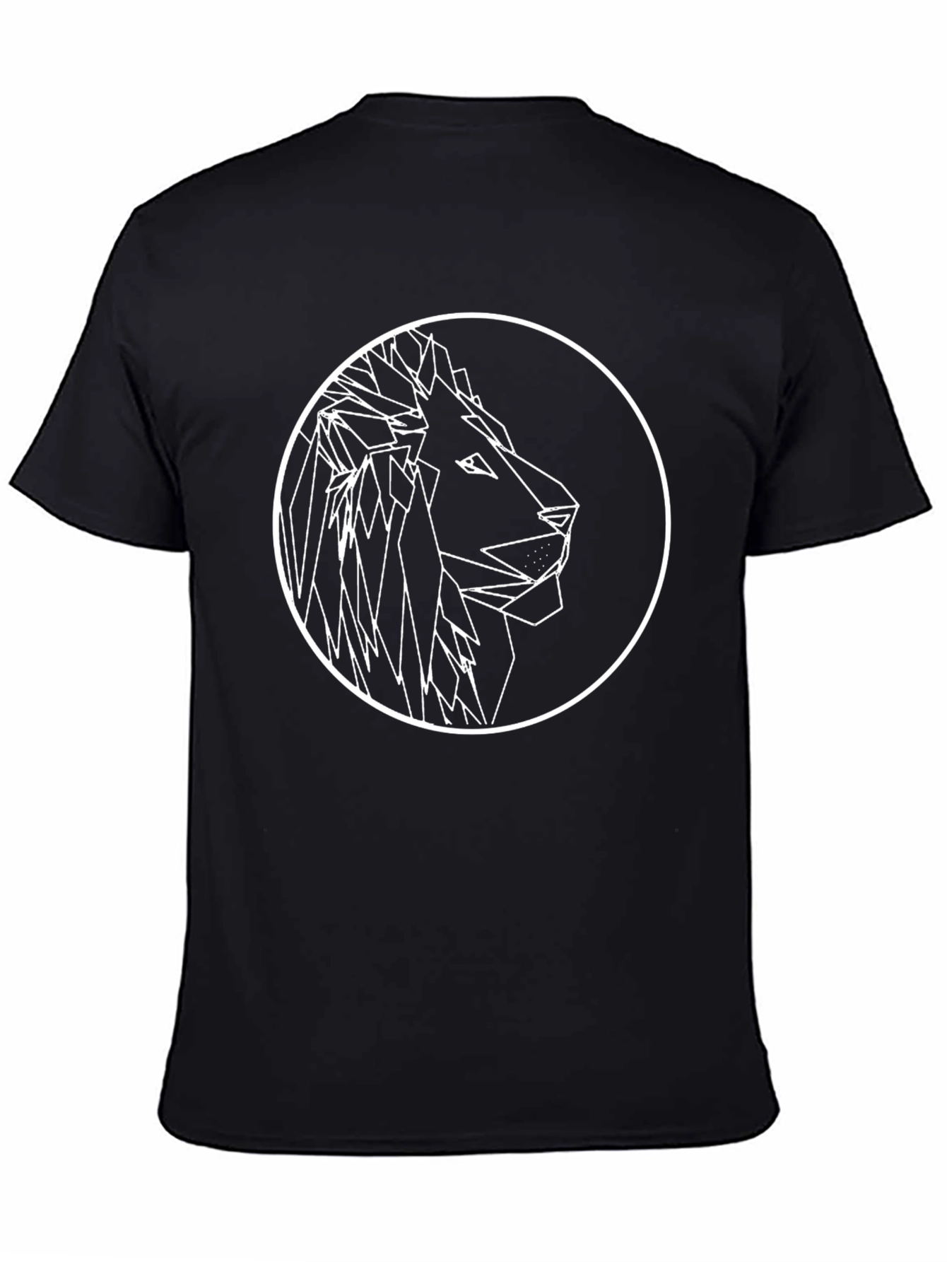 Geometric Lion Graphic Tee - Modern Black T-Shirt