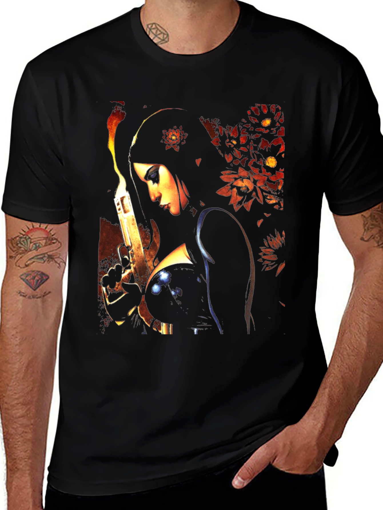 Woman with Gun Graphic T-Shirt