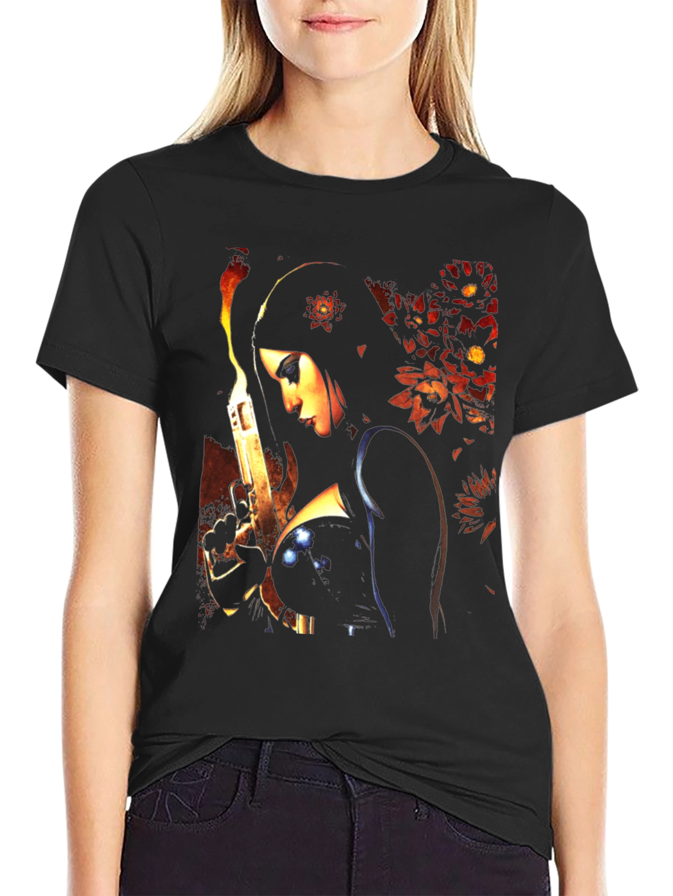 Woman with Gun Graphic T-Shirt
