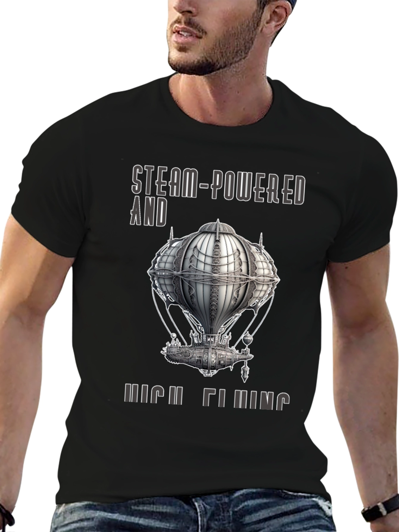 Steampunk Airship T-Shirt - Steam-Powered and High Flying