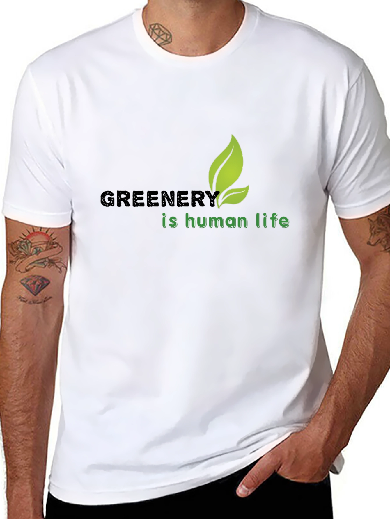 Greenery Is Human Life T-Shirt - Eco-Friendly Design