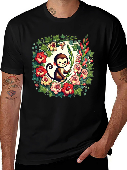 Floral Monkey Graphic Tee - Cute & Unique Design