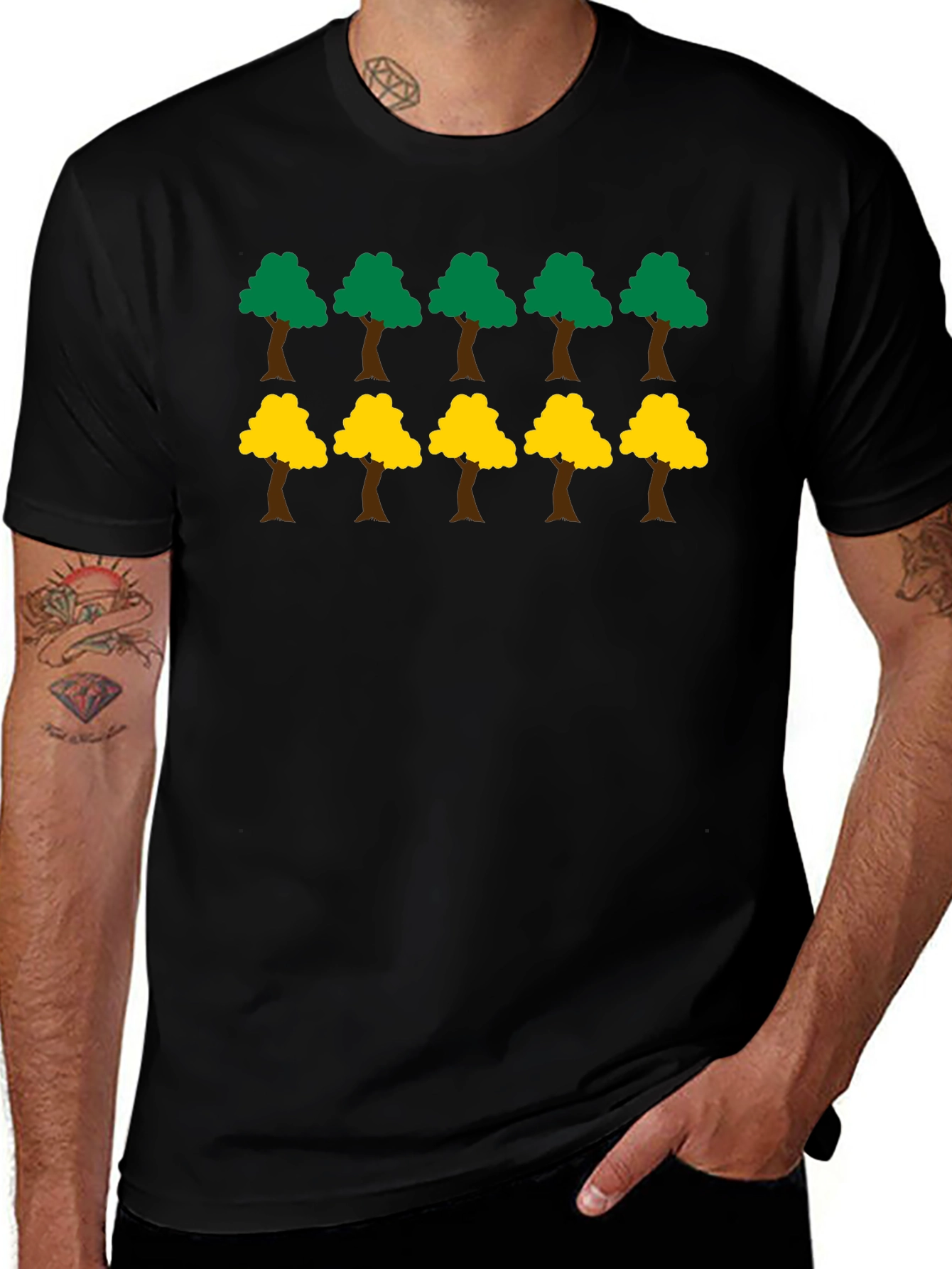 Fun Trees Graphic Print Black T-Shirt