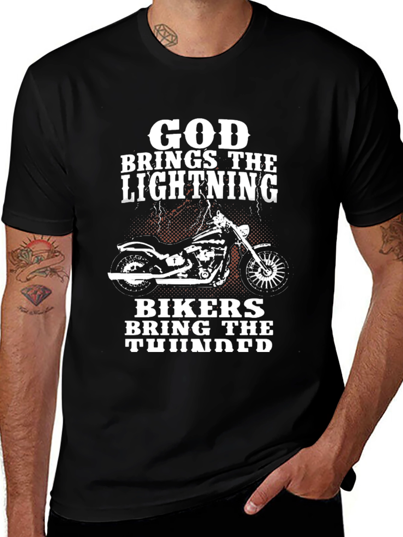 God Brings The Lightning Biker T-Shirt