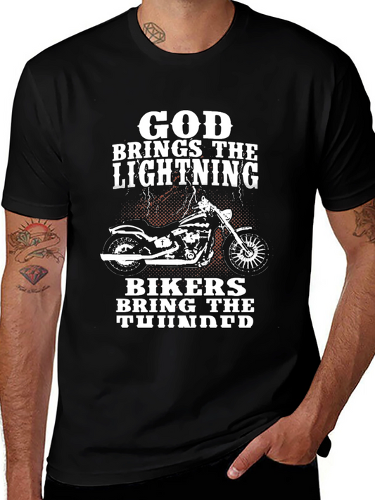 God Brings The Lightning Biker T-Shirt