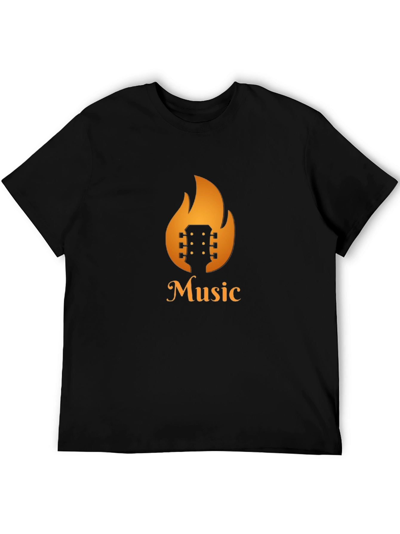 Fiery Music T-Shirt - Guitar in Flames Design
