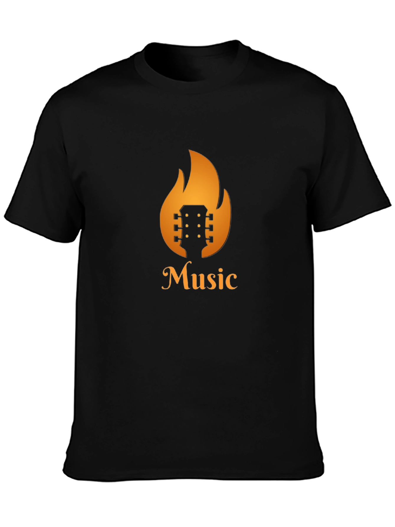 Fiery Music T-Shirt - Guitar in Flames Design