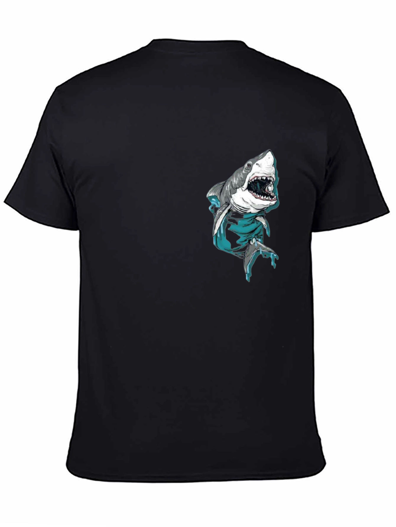 Shark Pocket Graphic Tee - Cool Mens Black T-Shirt