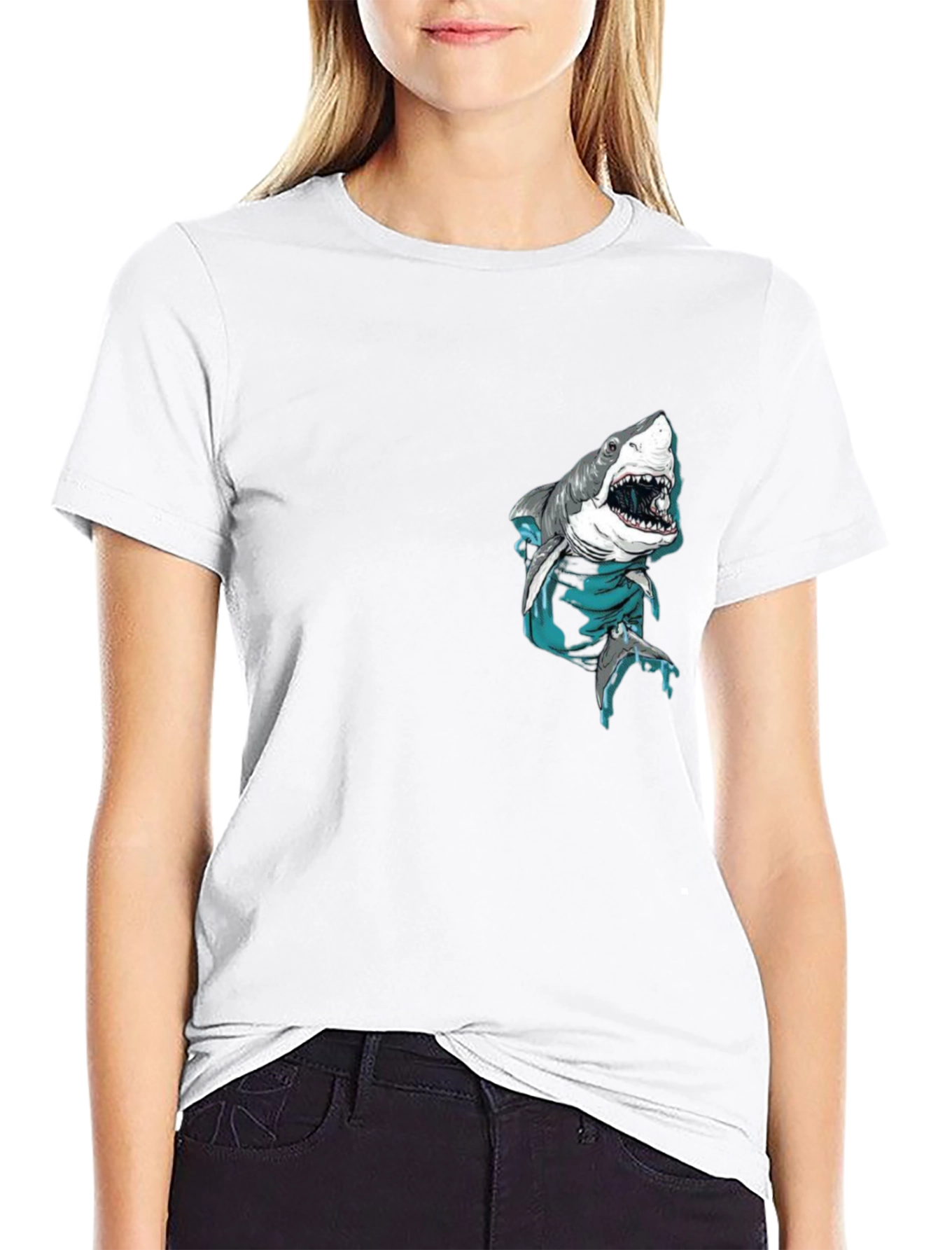 Shark Pocket Graphic Tee - Cool Mens Black T-Shirt