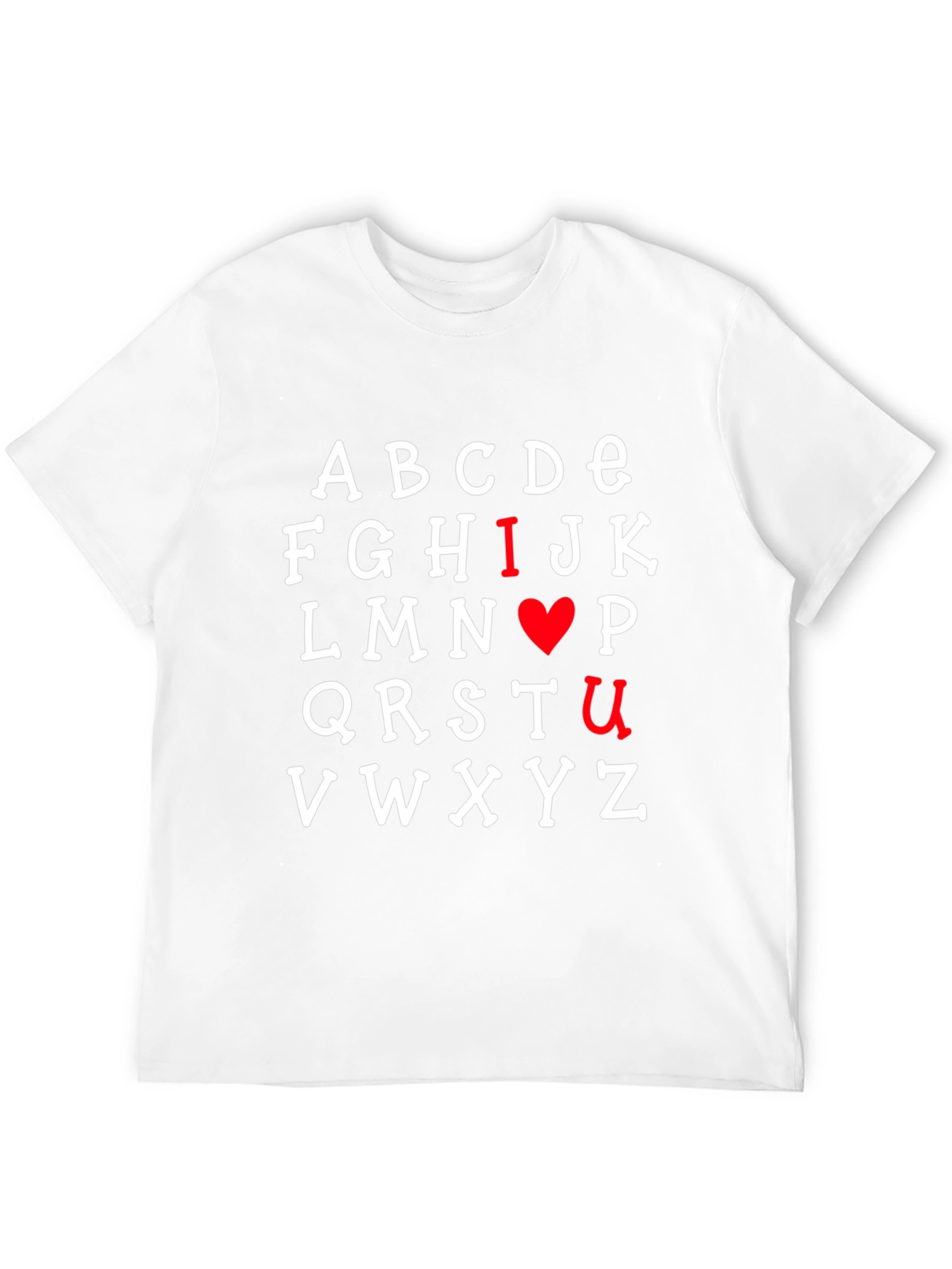 I Heart U Alphabet Graphic Print Black T-Shirt