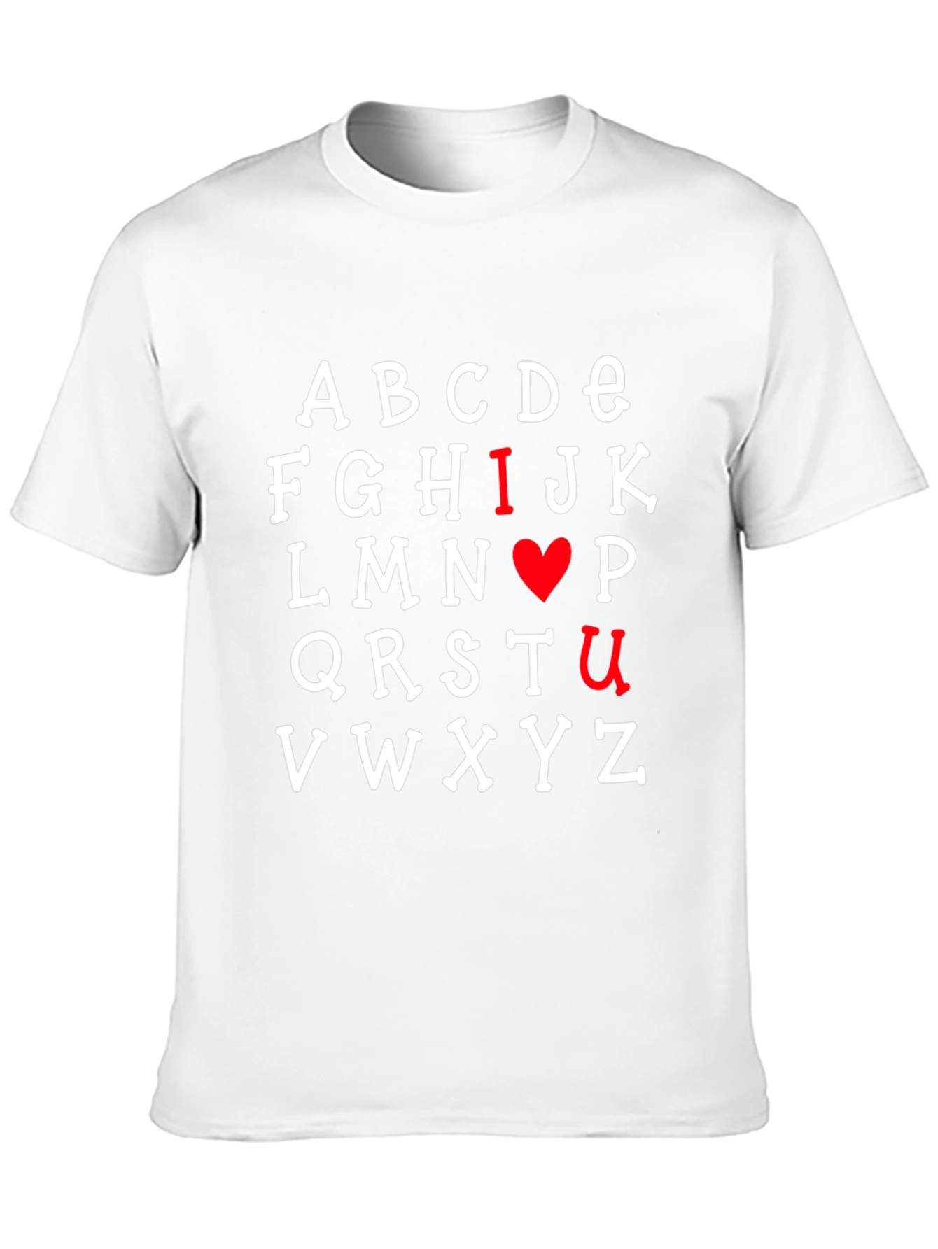I Heart U Alphabet Graphic Print Black T-Shirt