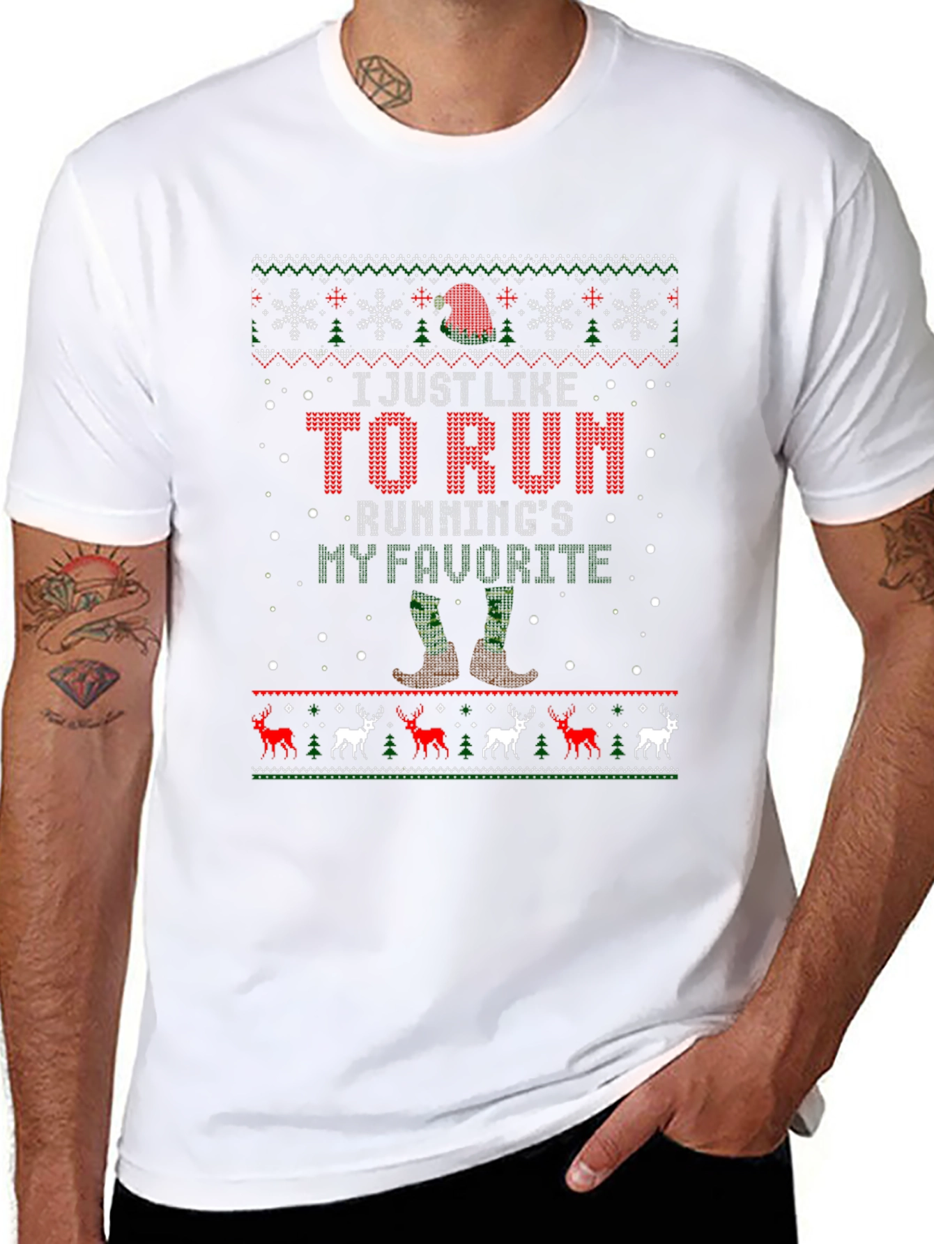 I Like to Run Ugly Christmas Sweater T-Shirt