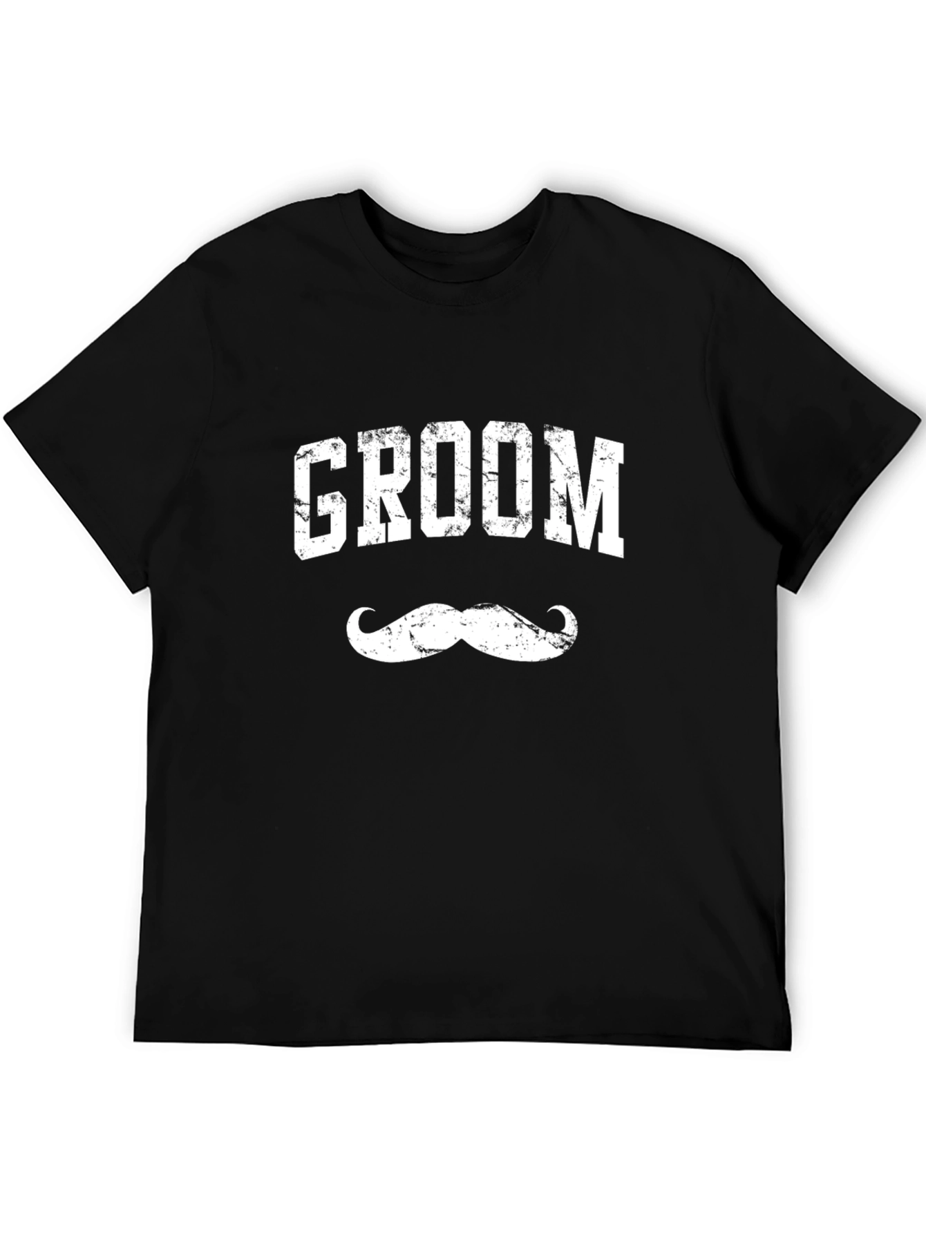 Groom Mustache Graphic Black T-Shirt