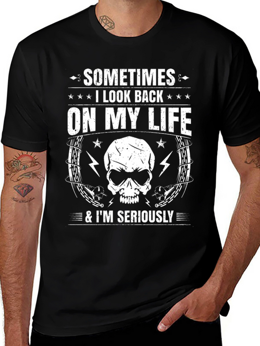 Skull Graphic T-Shirt - Sometimes I Look Back...