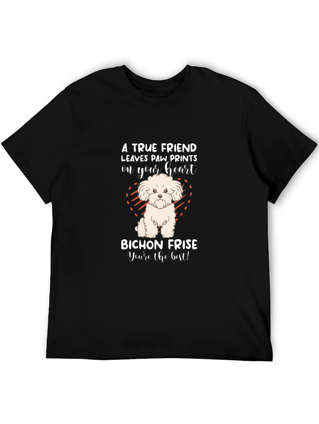 Bichon Frise Paw Print Heart T-Shirt