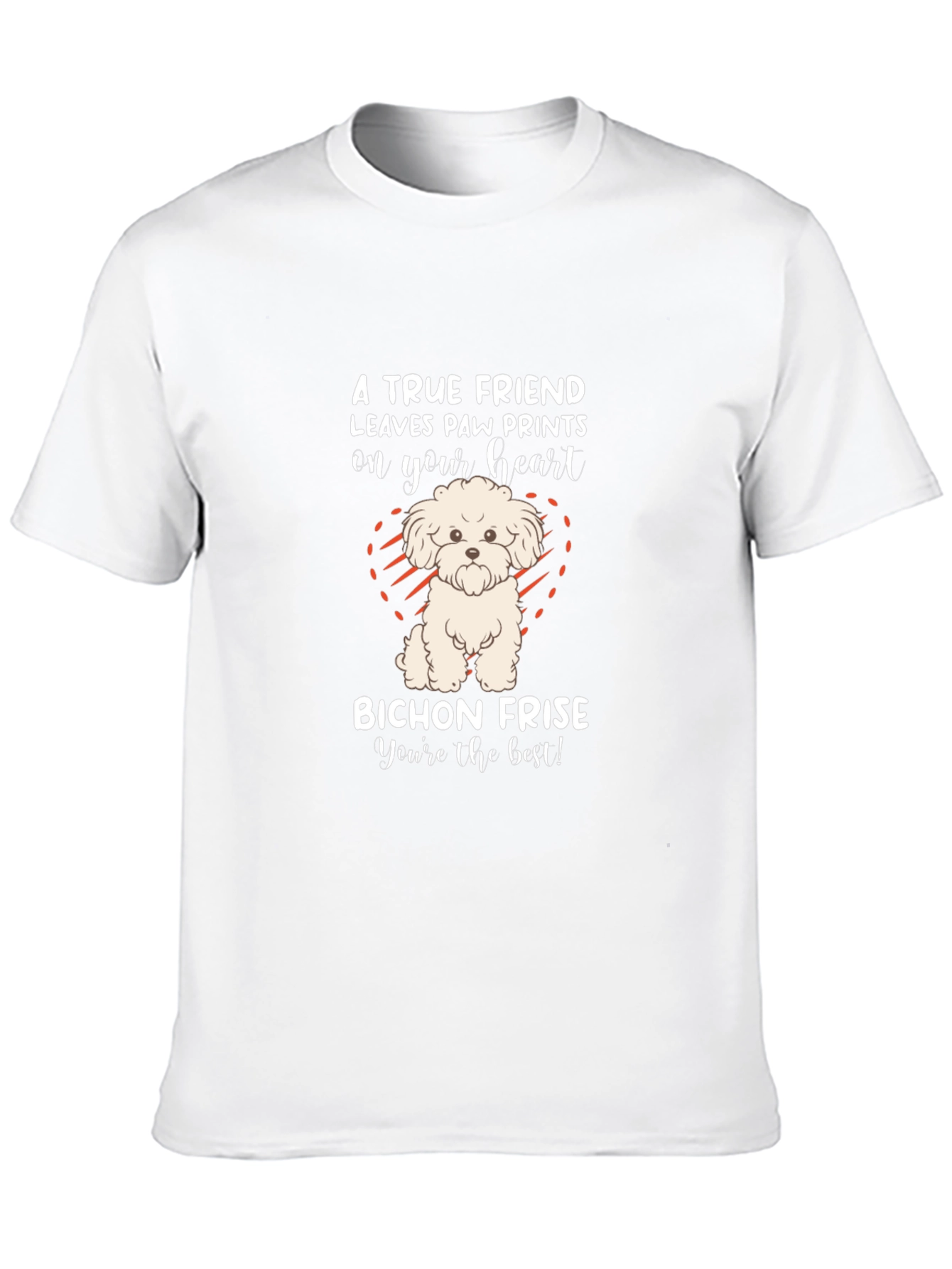 Bichon Frise Paw Print Heart T-Shirt