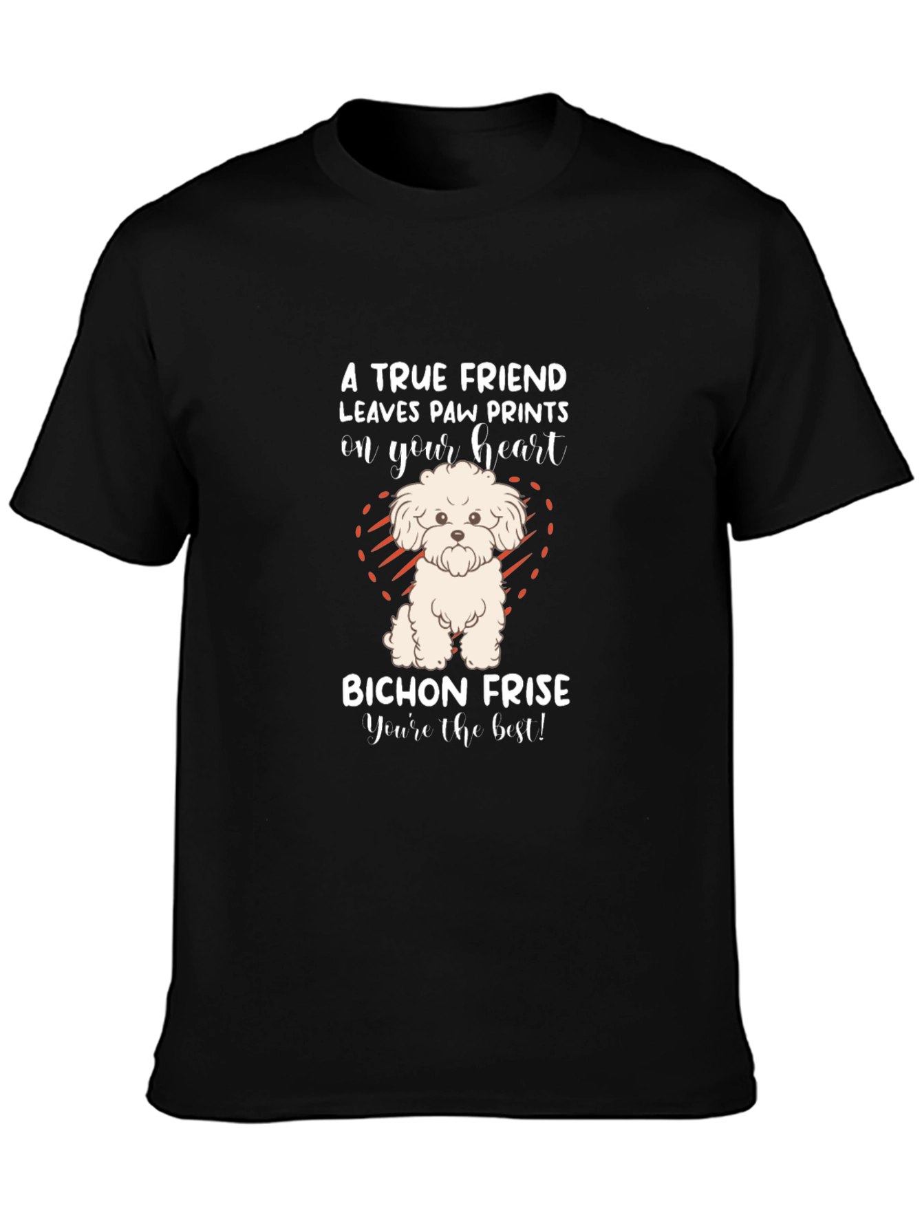 Bichon Frise Paw Print Heart T-Shirt